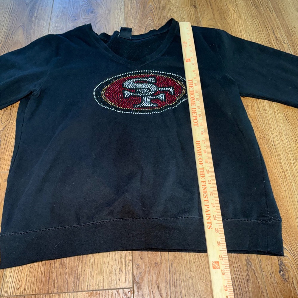 NFL Team Apparel San Francisco 49ers Rhinestone Black Sweatshirt Womens XL Vneck - Picture 4 of 9